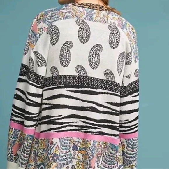 Anthropology Bricolage Open Front Fall Boho Cardigan Multicolor Paisley Sz XS - Picture 2 of 12